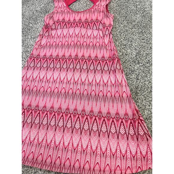 PrAna Sleeveless Dress Size Small Pink Geo Print Travel Casual Yoga Boho Stretch - Picture 3 of 15